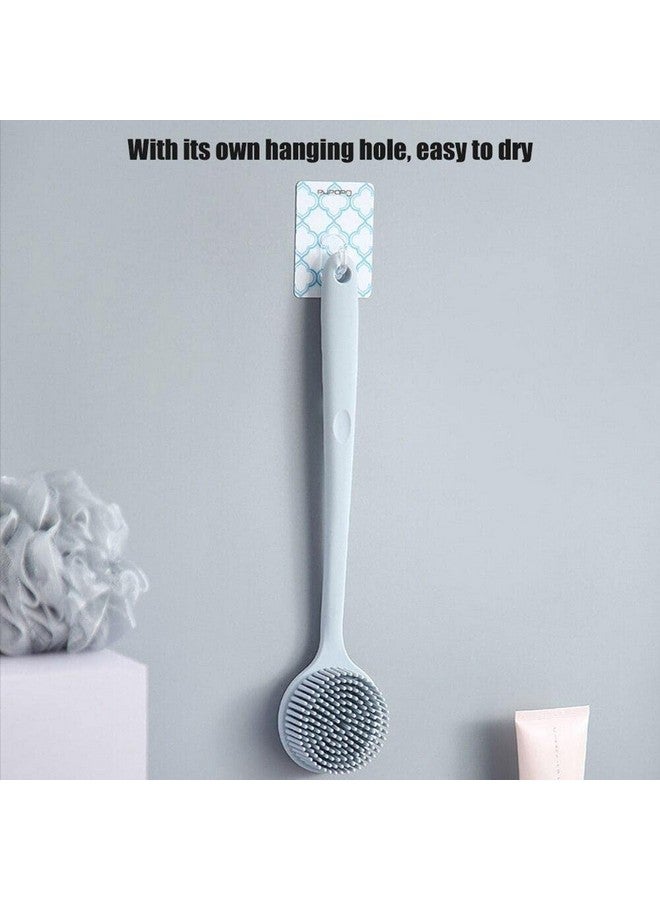 Massage Brush Bathing Brush Practical Back Cleaning Scrubber Silicone Bath Brush Multi-Function Body Long Handle Double-Sided Shower Brush Back Massage Exfoliation Wisp Body Scrub Brush (pack of 1) - Image 4