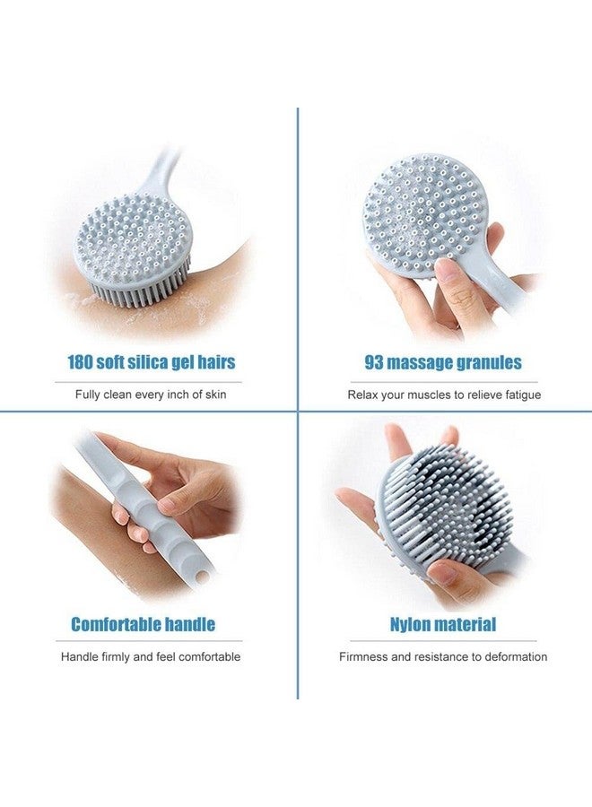 Massage Brush Bathing Brush Practical Back Cleaning Scrubber Silicone Bath Brush Multi-Function Body Long Handle Double-Sided Shower Brush Back Massage Exfoliation Wisp Body Scrub Brush (pack of 1) - Image 5