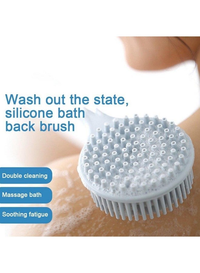 Massage Brush Bathing Brush Practical Back Cleaning Scrubber Silicone Bath Brush Multi-Function Body Long Handle Double-Sided Shower Brush Back Massage Exfoliation Wisp Body Scrub Brush (pack of 1) - Image 2