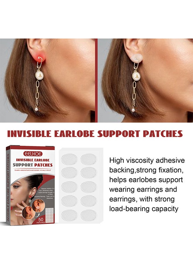 EELHOE - Clear Earring Support Patches, Earring Backs For Droopy Ears, Ear Care Products For Torn Or Stretched Ear Lobes, 50 Patches - Image 1