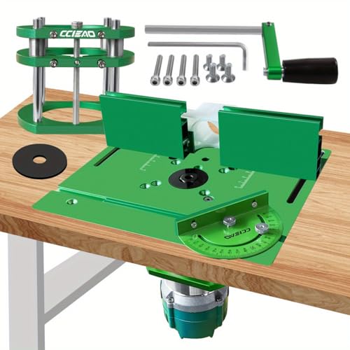 CCIEAO Router Table Lift System for 65mm Diameter Motors, Router Lift Base with Router Table Insert Plate for Router Working Benches Woodworking Engraving DIY Tools - Image 1