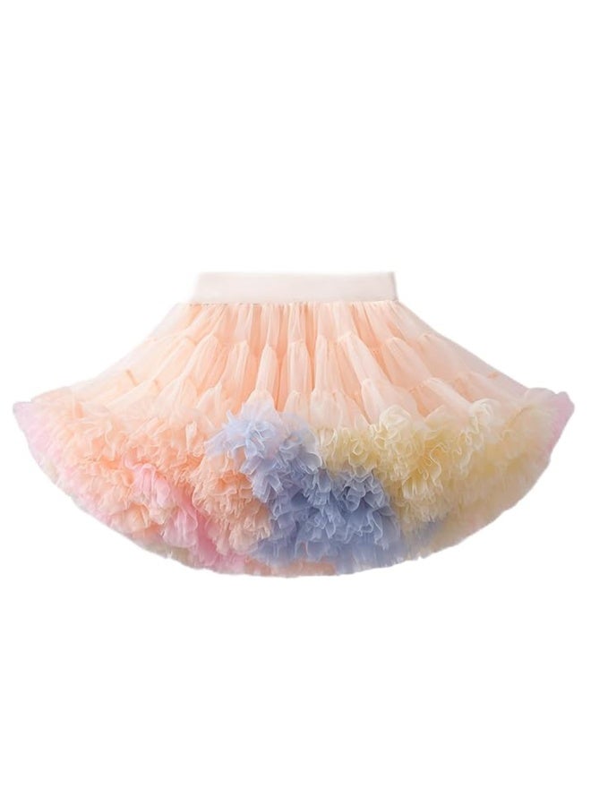 Baby Girls Tutu Skirt Princess Fluffy Soft Tutu Skirt Toddler Tulle Birthday Tutu Skirt Girl Tutu Petticoat Skirts Infant Tulle Ballet Underskirt Puffy Ballet Layered Skirt (Ice Cream-L) - Image 1
