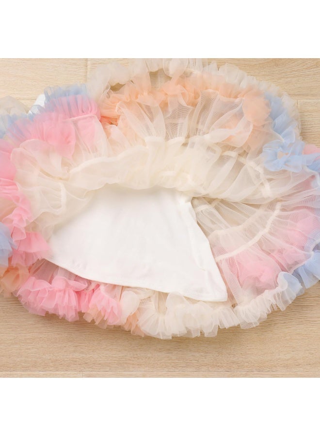 Baby Girls Tutu Skirt Princess Fluffy Soft Tutu Skirt Toddler Tulle Birthday Tutu Skirt Girl Tutu Petticoat Skirts Infant Tulle Ballet Underskirt Puffy Ballet Layered Skirt (Ice Cream-L) - Image 5