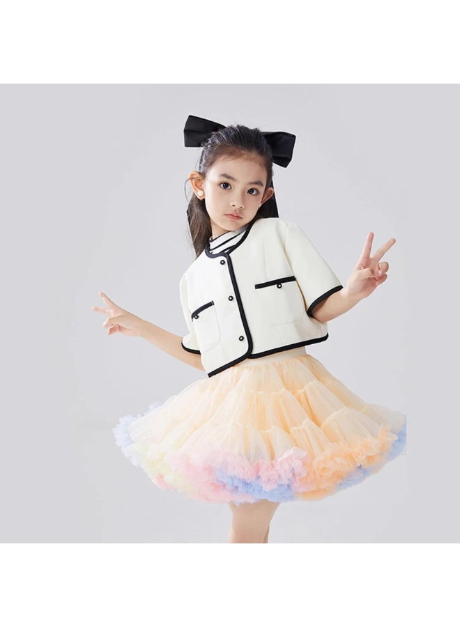 Baby Girls Tutu Skirt Princess Fluffy Soft Tutu Skirt Toddler Tulle Birthday Tutu Skirt Girl Tutu Petticoat Skirts Infant Tulle Ballet Underskirt Puffy Ballet Layered Skirt (Ice Cream-L) - Image 2