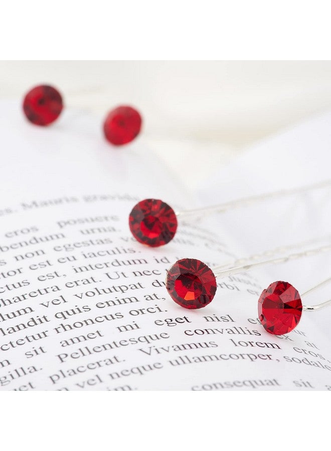 QIUTIMIY 20 Pack (Red) Rhinestone Hair Pins Crystal Hair Clips For Bridal Wedding Women Hair Jewelry Accessories With Clear Container - Image 3