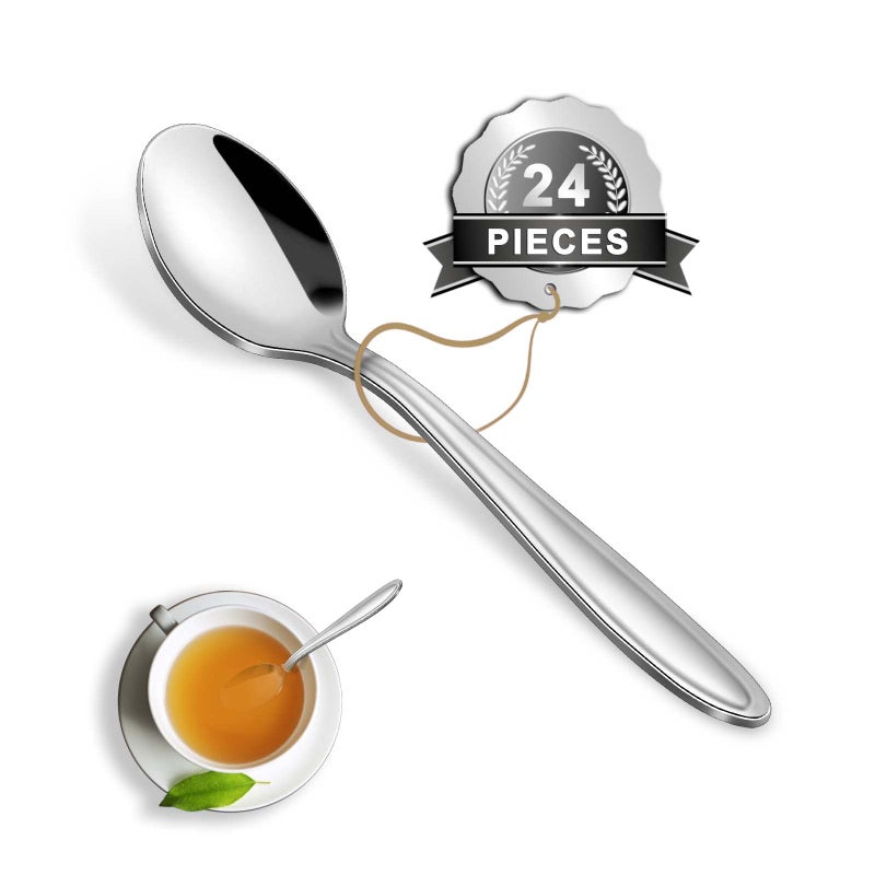 Teaspoons Pleafind Teaspoons Set of 24 24 Pieces Stainless Steel Tea Spoons Tea Spoon Set for HomeKitchenRestaurant 512 Inch Small Tea Spoons for Coffee  Dessert Dishwasher Safe