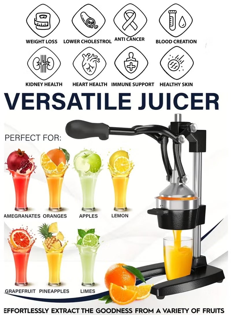 TIGER Professional Manual Fruit Citrus Juicer Heavy Duty Stainless Steel Hand Press for Oranges Lemons Limes Grapefruit & Pomegranate – Non-Electric Commercial Grade Juice Extractor for Home & Shops - Image 3