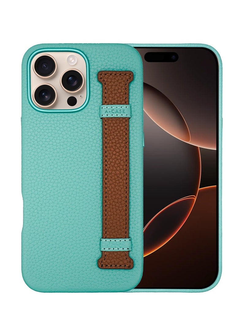 A-CASE - A-Case itsmycase Series Amur Pro Made of 100% Genuine Leather in addition to The Strap Used As Stand Compatible with iPhone 16 Pro Max - Tiffany Brown - Image 1