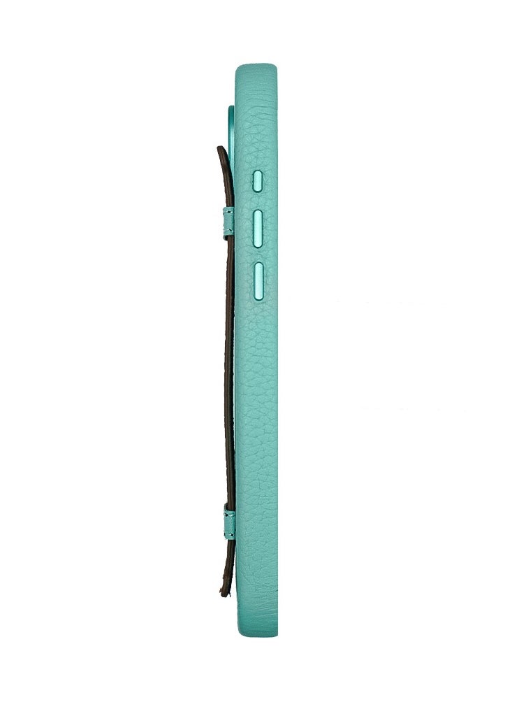 A-CASE - A-Case itsmycase Series Amur Pro Made of 100% Genuine Leather in addition to The Strap Used As Stand Compatible with iPhone 16 Pro Max - Tiffany Brown - Image 1