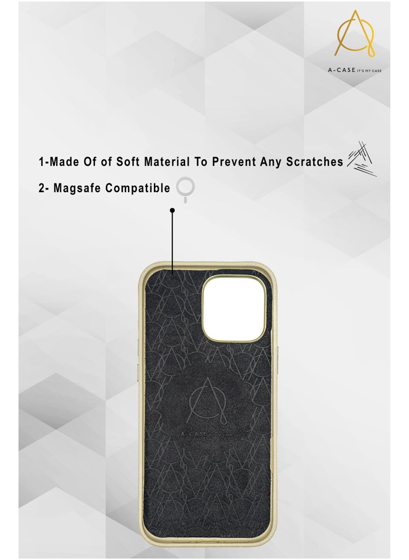 A-CASE - A-Case itsmycase Series Amur Pro Made of 100% Genuine Leather in addition to The Strap Used As Stand Compatible with iPhone 16 Pro Max - Tiffany Brown - Image 1