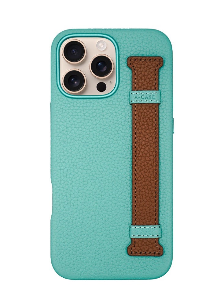 A-CASE - A-Case itsmycase Series Amur Pro Made of 100% Genuine Leather in addition to The Strap Used As Stand Compatible with iPhone 16 Pro Max - Tiffany Brown - Image 1