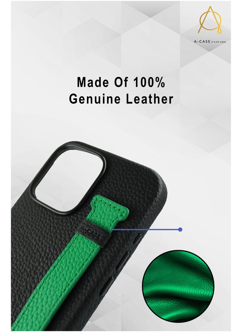 A-CASE - A-Case itsmycase Series Amur Pro Made of 100% Genuine Leather in addition to The Strap Used As Stand Compatible with iPhone 16 Pro Max - Tiffany Brown - Image 1
