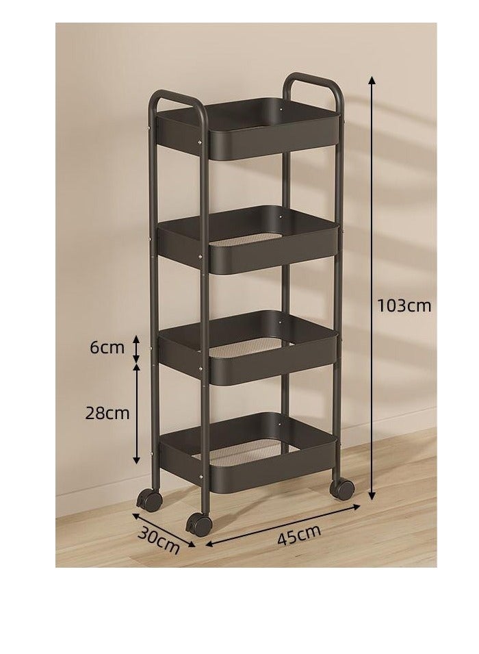 Beauenty Beauenty 4-Tier Rolling Utility Cart With Wheels,Detachable Utility Storage Cart With Handle And Lockable Casters Multifunctional Organizer For Kitchen,Bathroom,Laundry Room & Living Area（Black） - Image 2