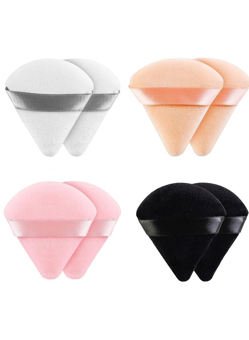 Generic 8-Pack Face Powder Puffs Triangle Powder Puffs for Loose Powder and Makeup Foundation, Makeup Powder Puffs for Contouring, Cloud Kiss Beauty Makeup Tools (Pink/Black/White/Nude)  - Image 1