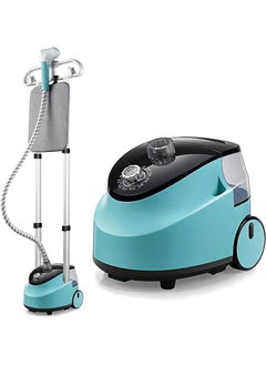 Yoawllty Double Pole Steamer Iron, Standing Steamer Iron with Adjustable Garment Hanger, Roll Wheels and Built-in Ironing Board, Adjustable High Power Garment Steamer for Home  - Image 1