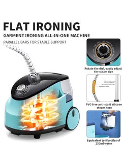 Yoawllty Double Pole Steamer Iron, Standing Steamer Iron with Adjustable Garment Hanger, Roll Wheels and Built-in Ironing Board, Adjustable High Power Garment Steamer for Home  - Image 3