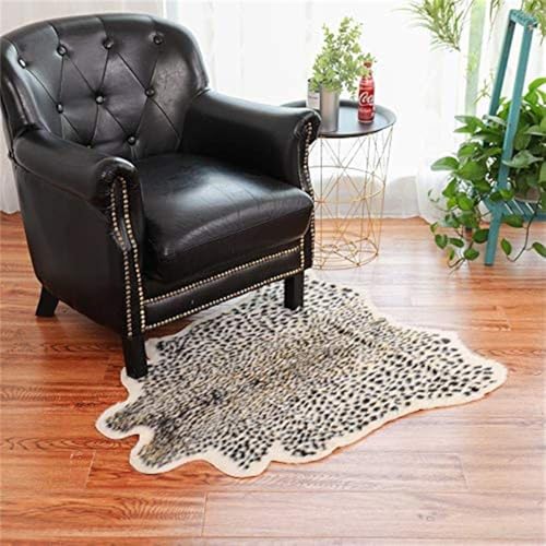 yingda1992 Leopard Print Rug,Faux Cowhide,Artificial Carpet,Simulation Cowhide, Leopard, Tiger, Zebra, Cow Hide Mat Animal Print Area Rug Hide Faux Carpet (A) / 40x37inch,3.3x3.1ft - Image 5