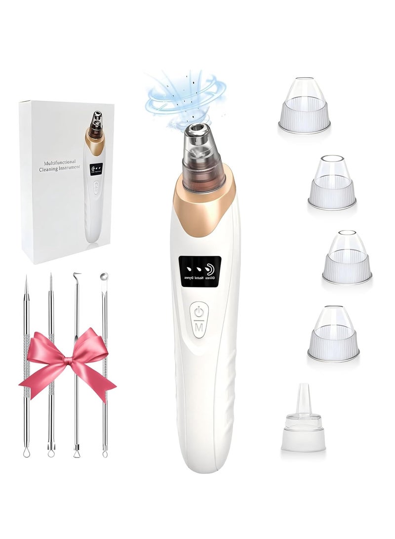 Generic Blackhead Remover Vacuum - Blackhead Extractor Tool for Face, Blackhead Remover for Face with 3 Adjustable Suction Levels, 5 Probes, USB Chargeable Pore Cleaner (White)  - Image 1