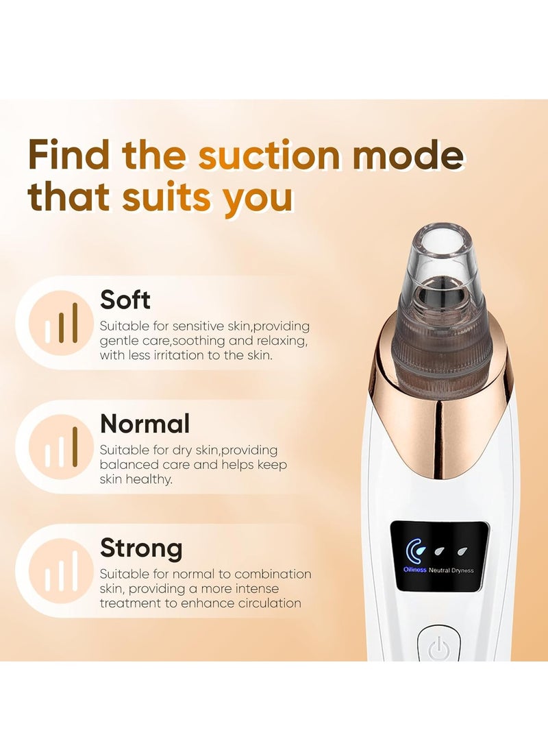 Generic Blackhead Remover Vacuum - Blackhead Extractor Tool for Face, Blackhead Remover for Face with 3 Adjustable Suction Levels, 5 Probes, USB Chargeable Pore Cleaner (White)  - Image 2