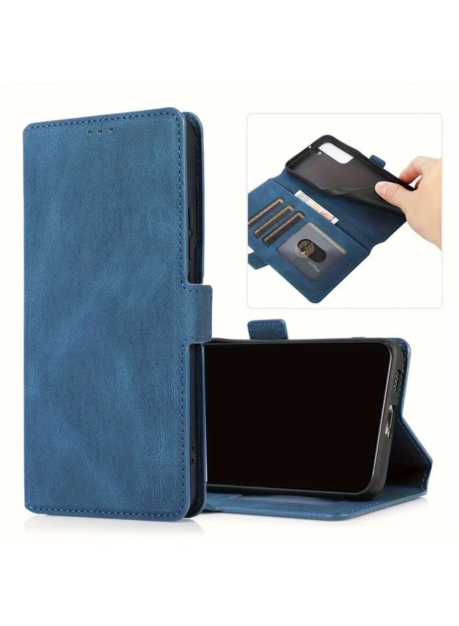 محفظة هاتف زرقاء من الجلد الصناعي مع حامل لهاتف سامسونج جالاكسي S24 بلس - Image 2
