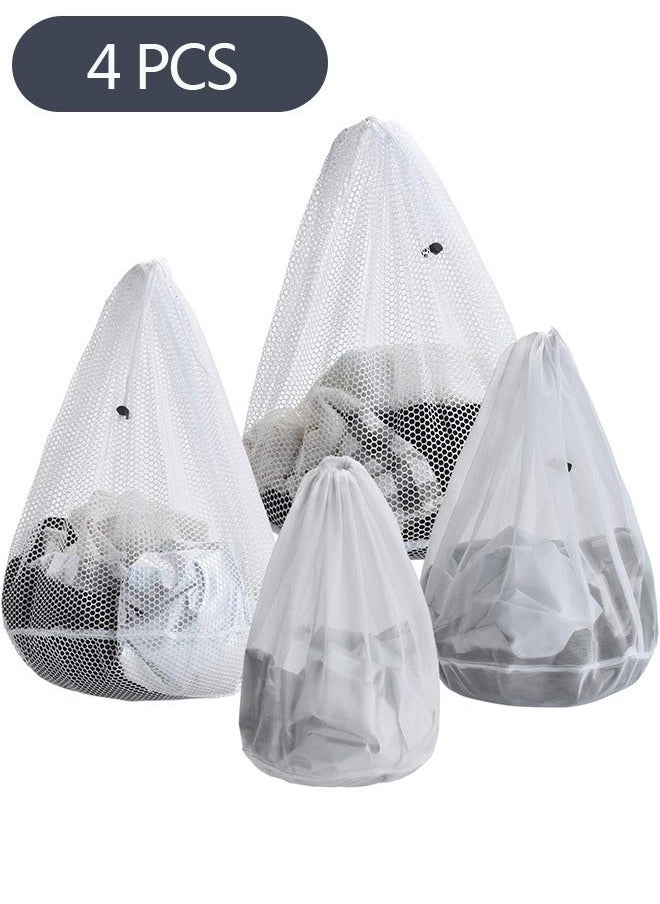4-Piece Large Capacity Mesh Laundry Bags, Machine Washable Drawstring Design Travel Mesh Laundry Wash Bags for Blouse Hosiery Stocking Underwear (Coarseu0026Fine Mesh) - Image 1