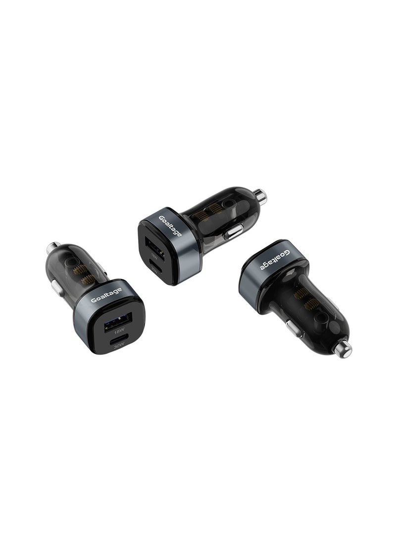 CH11 PowerDrive 48W Car Charger with Safety Protection and Dual-Port Functionality