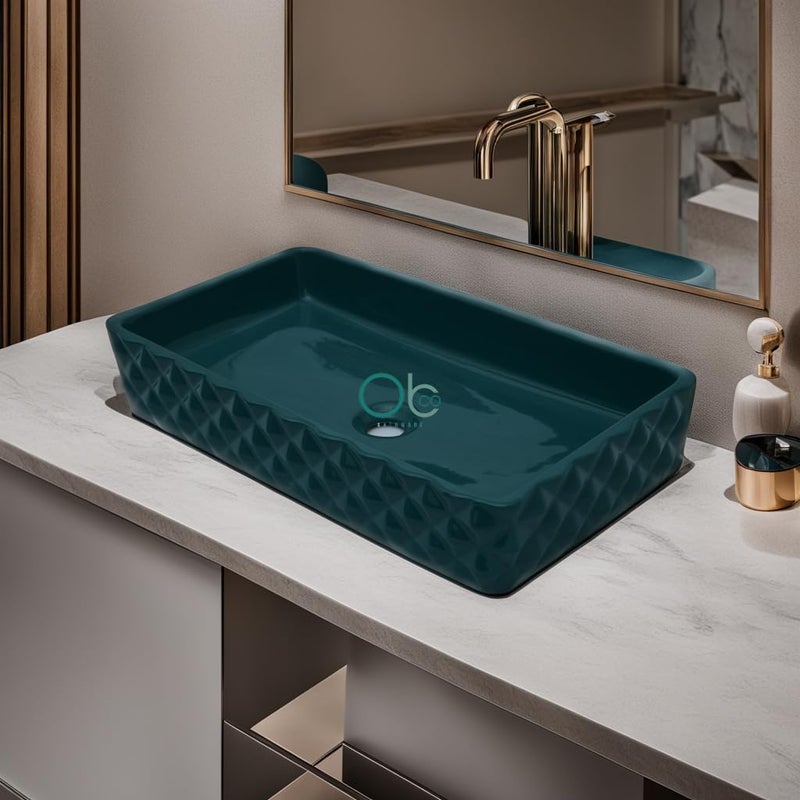 OBCO OBCO Ceramic Table Top Wash Basin Countertop Vessel Sink Kitchen Sink Vanity Sink Wash Basin For Bathroom Living Room 16x12x6 inch Black Brown Glossy Finish Obco115 - Image 2