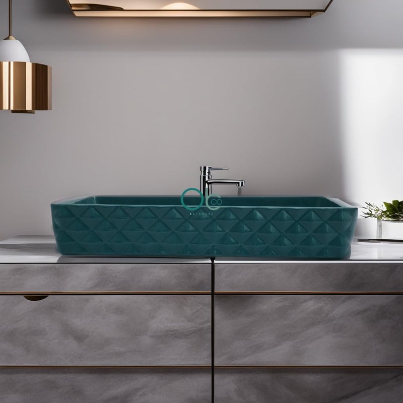 OBCO OBCO Ceramic Table Top Wash Basin Countertop Vessel Sink Kitchen Sink Vanity Sink Wash Basin For Bathroom Living Room 16x12x6 inch Black Brown Glossy Finish Obco115 - Image 3