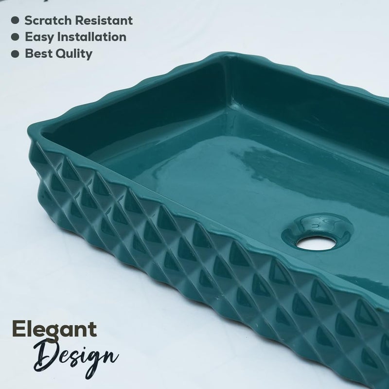OBCO OBCO Ceramic Table Top Wash Basin Countertop Vessel Sink Kitchen Sink Vanity Sink Wash Basin For Bathroom Living Room 16x12x6 inch Black Brown Glossy Finish Obco115 - Image 5