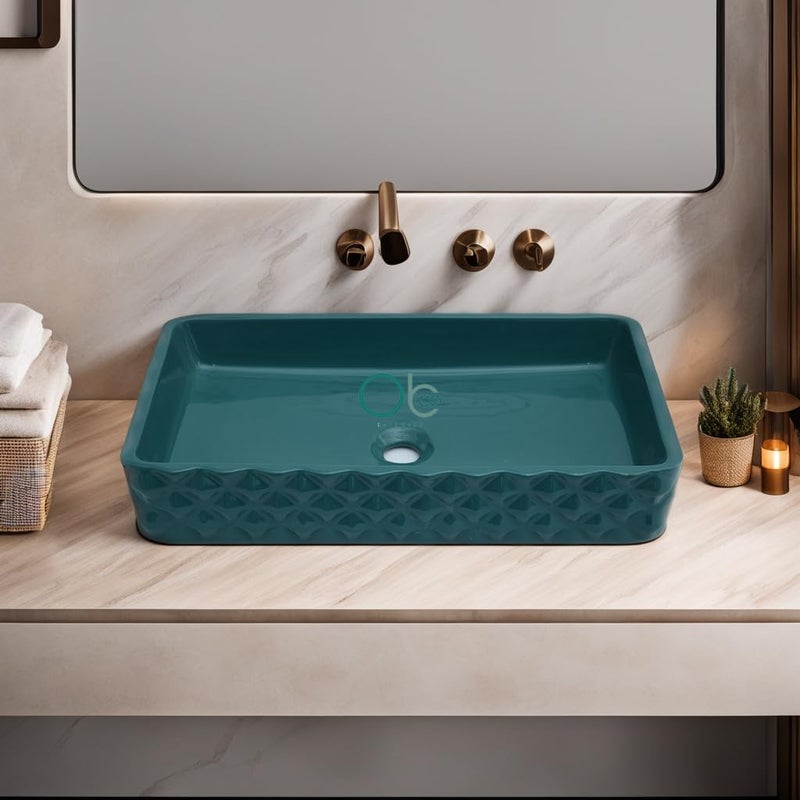 OBCO OBCO Ceramic Table Top Wash Basin Countertop Vessel Sink Kitchen Sink Vanity Sink Wash Basin For Bathroom Living Room 16x12x6 inch Black Brown Glossy Finish Obco115 - Image 1