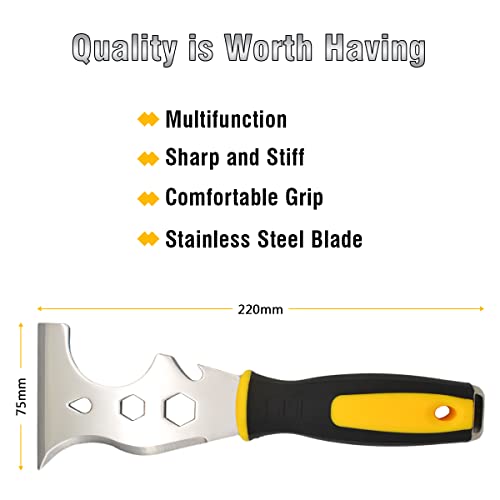 HASTHIP® 13 in 1 Putty Knife,Stainless Steel Multi-Purpose Paint Scraper,Trowel Tool for Drywall Finishing, Plaster Scraping, Decals, and Wallpaper - Image 3