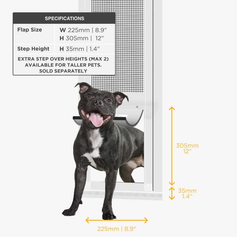 Hakuna Pets V2 Patio Pet Door Screen Insert Panel for Sliding Doors, Fits Door Track Min Ht 59.05" to Max Ht 84.25",UV Resistant Mesh, Locking Magnetic Dog Door, Easy Install and Removal,Medium,White - Image 2