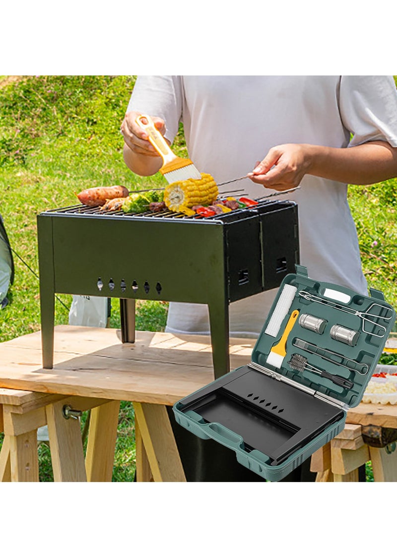 YY-ريشير شواية قابلة للطي، شواية محمولة 35×24 سم مع أدوات للنزهات الخارجية والتخييم - Image 1