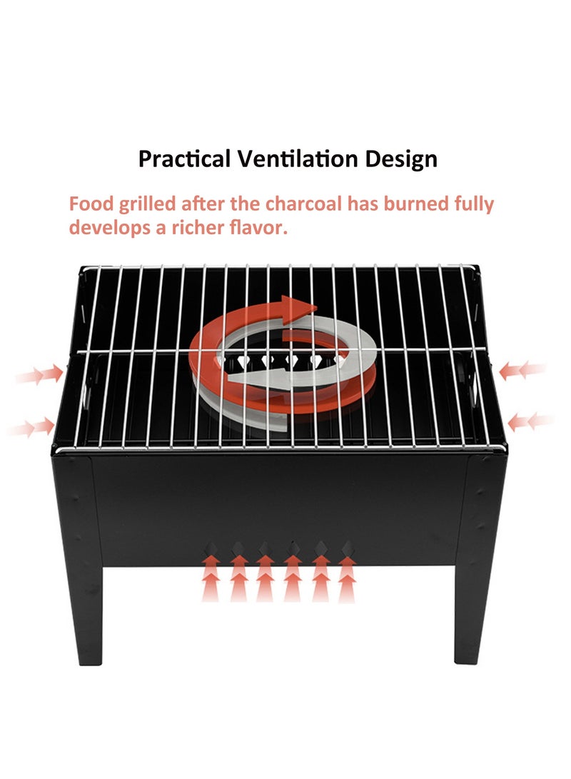 YY-ريشير شواية قابلة للطي، شواية محمولة 35×24 سم مع أدوات للنزهات الخارجية والتخييم - Image 3