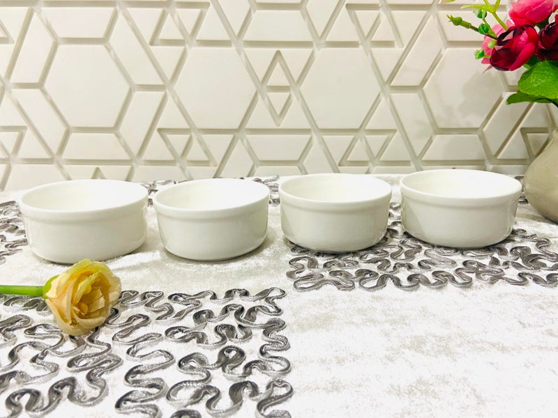 ALTAICA Bone China White Ceramic 80ml Small Sauce Bowl Set of 4 Mini Dip Bowls for Serving Chutney, Salsa, Pickle, Sauce - Image 2