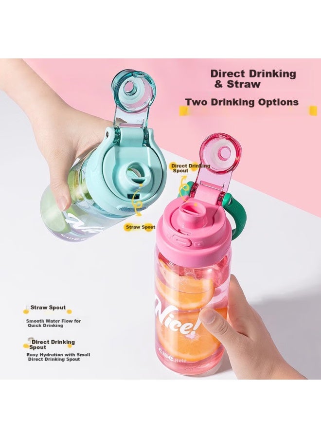 Cille Tritan Plastic Cup, Large Capacity, Women's Summer Sports Water Bottle, Stylish Student Portable Cup, With Straw - Image 4