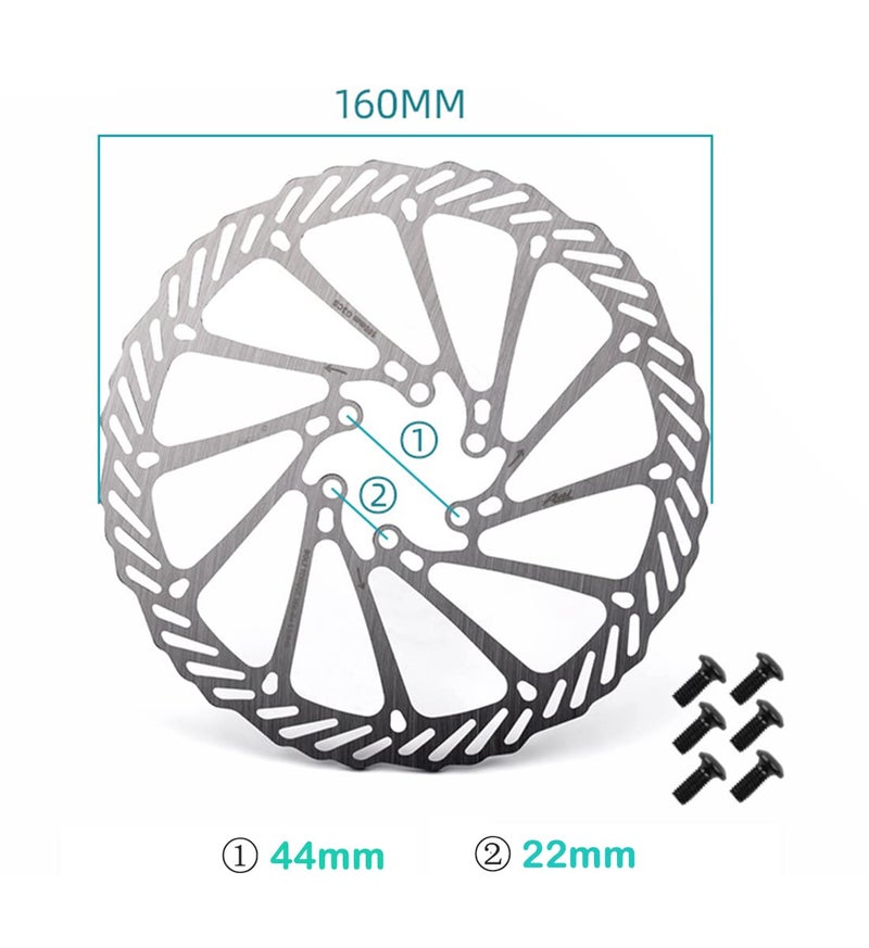 CYSKY 160mm Disc Brake Rotor 2 packs with 12 Bolts CYSKY Stainless Steel Bike Disc Brake Rotor for Most Bicycle Road Bike Mountain Bike BMX MTB (Include 12 Screws, Black) - Image 2
