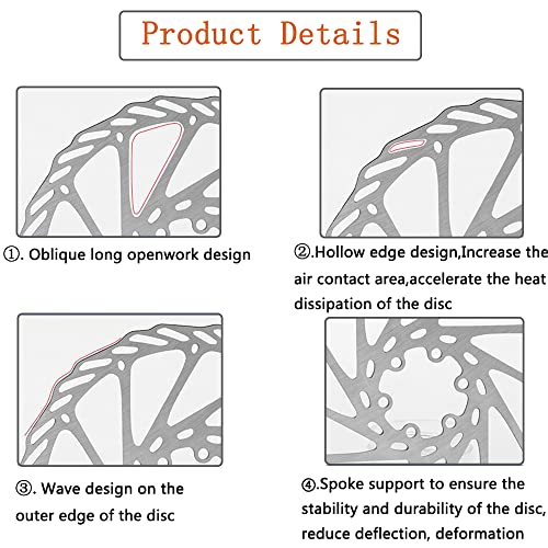 CYSKY 160mm Disc Brake Rotor 2 packs with 12 Bolts CYSKY Stainless Steel Bike Disc Brake Rotor for Most Bicycle Road Bike Mountain Bike BMX MTB (Include 12 Screws, Black) - Image 5
