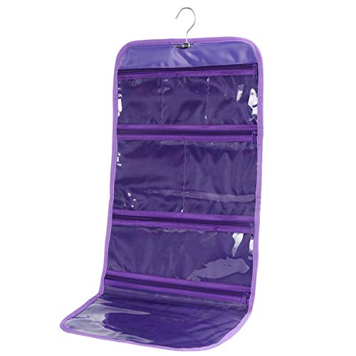 WODISON Foldable Clear Hanging Travel Toiletry Bag Cosmetic Organiser Storage, Purple, One Size - Image 1