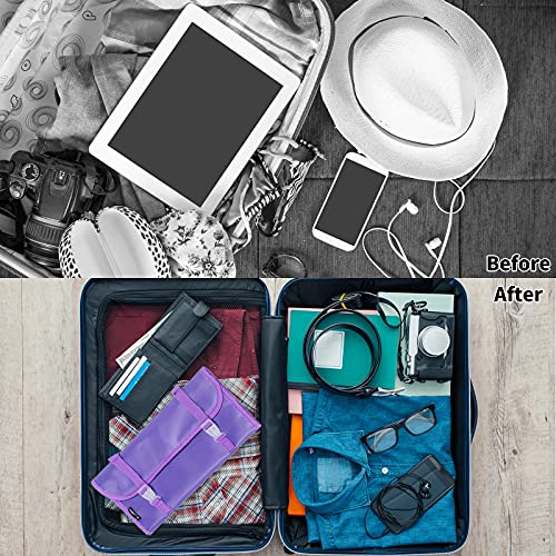 WODISON Foldable Clear Hanging Travel Toiletry Bag Cosmetic Organiser Storage, Purple, One Size - Image 4