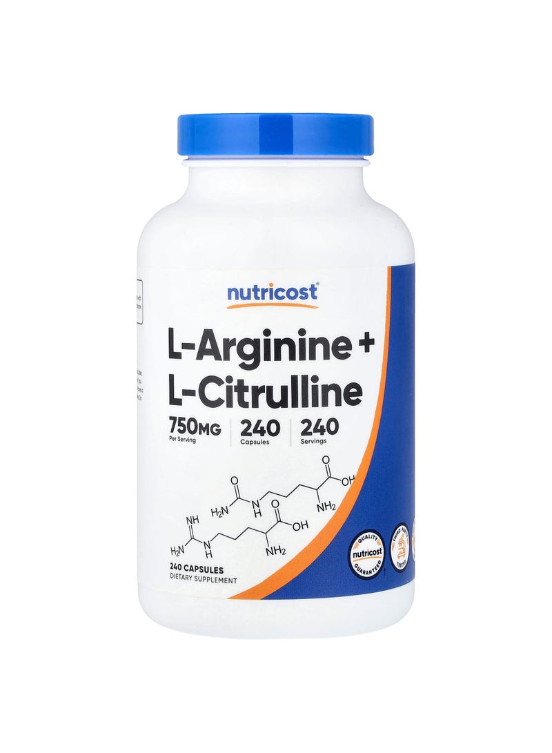 Nutricost L-Arginine + L-Citrulline, 240 Capsules