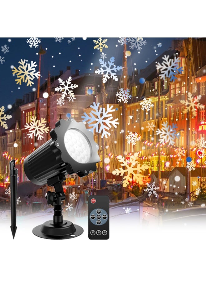 M MIAOYAN Christmas Snowflake Projector Light with Outdoor Ground Stake, IP65 Waterproof Decorative Snowfall LED Lighting Wall Mount and Floor Standing Garden Patio Indoor Holiday Projector Lamp - Image 1