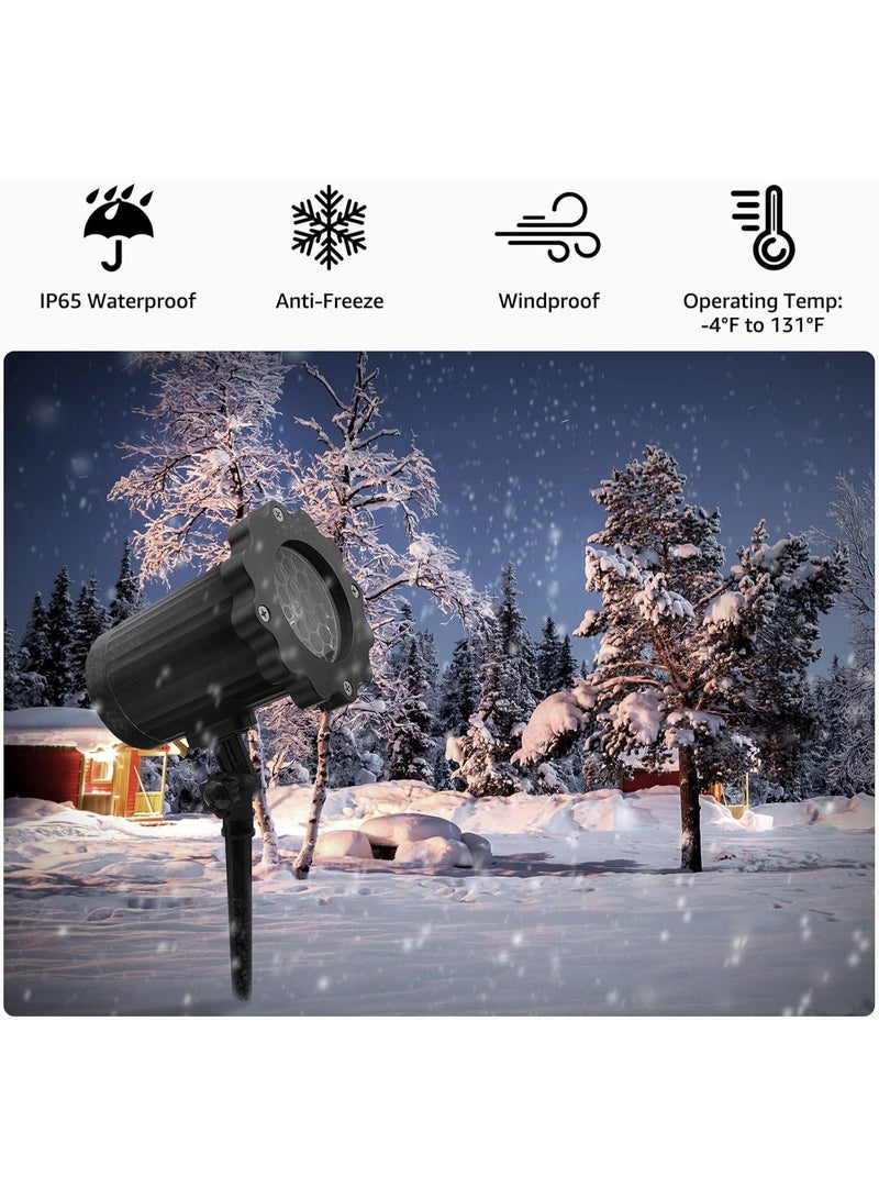 M MIAOYAN Christmas Snowflake Projector Light with Outdoor Ground Stake, IP65 Waterproof Decorative Snowfall LED Lighting Wall Mount and Floor Standing Garden Patio Indoor Holiday Projector Lamp - Image 4