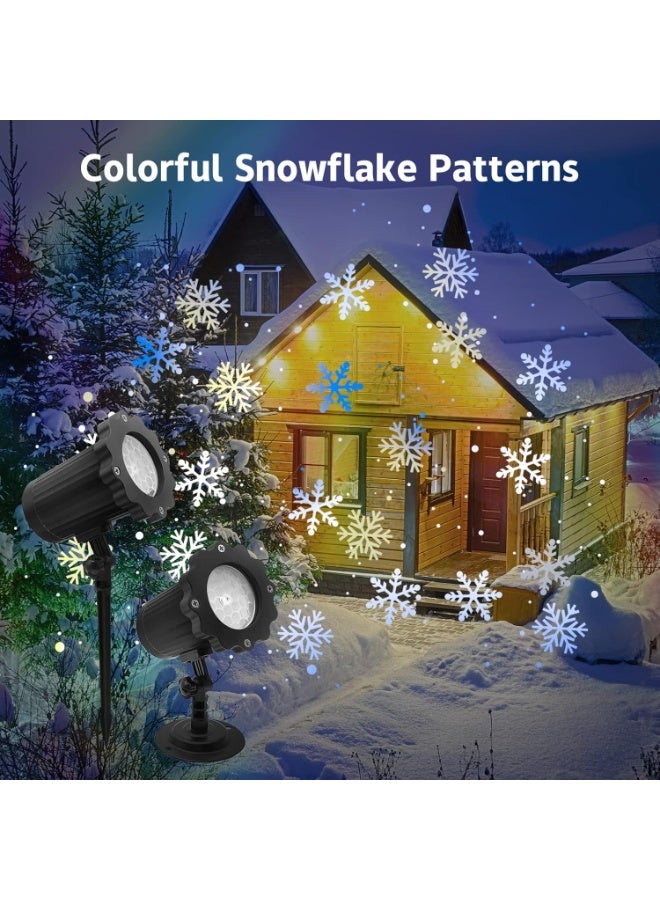 M MIAOYAN Christmas Snowflake Projector Light with Outdoor Ground Stake, IP65 Waterproof Decorative Snowfall LED Lighting Wall Mount and Floor Standing Garden Patio Indoor Holiday Projector Lamp - Image 2
