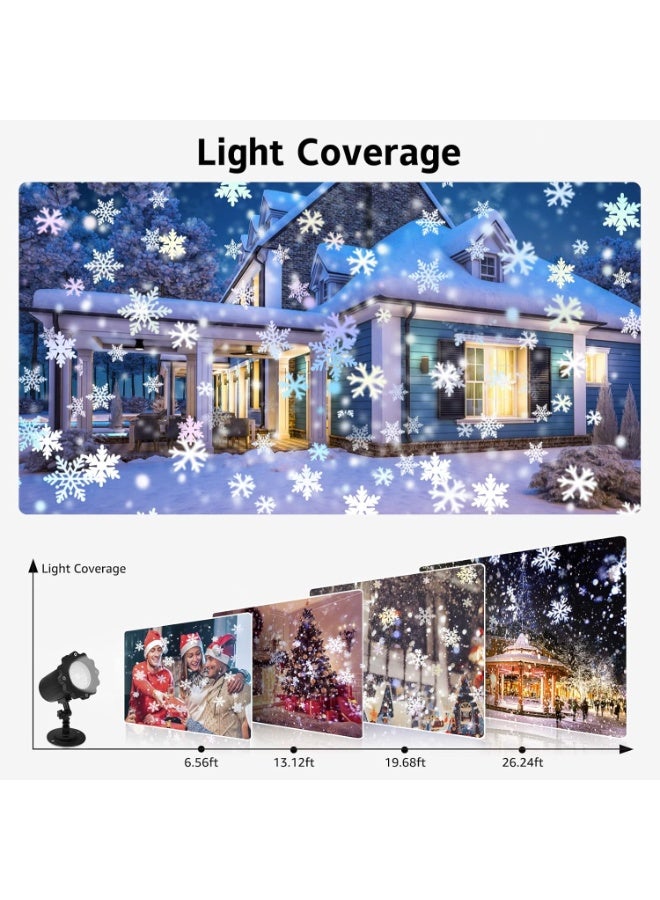 M MIAOYAN Christmas Snowflake Projector Light with Outdoor Ground Stake, IP65 Waterproof Decorative Snowfall LED Lighting Wall Mount and Floor Standing Garden Patio Indoor Holiday Projector Lamp - Image 5