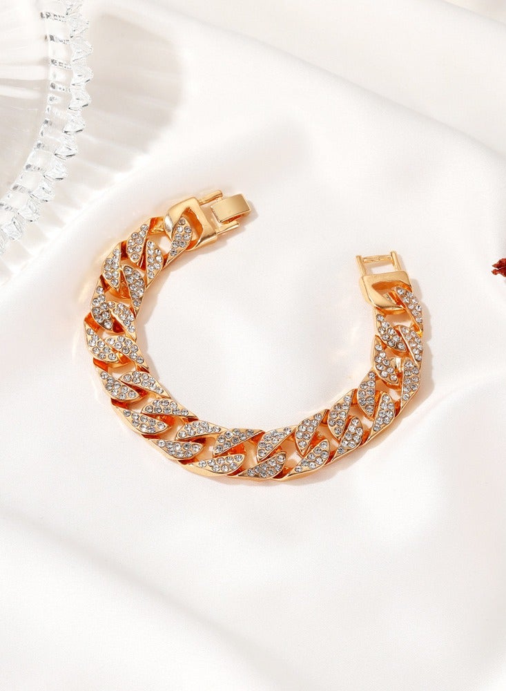 Luxury Gold Rhinestone Quartz Watch With Bracelet For Women, 2 Pieces Jewelry Gift Set for Women  - Image 3