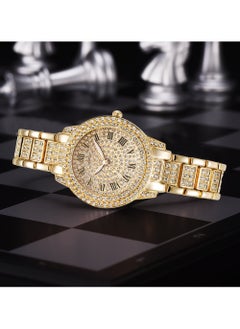 Generic Luxury Gold Rhinestone Quartz Watch With Bracelet For Women, 2 Pieces Jewelry Gift Set for Women  - Image 4