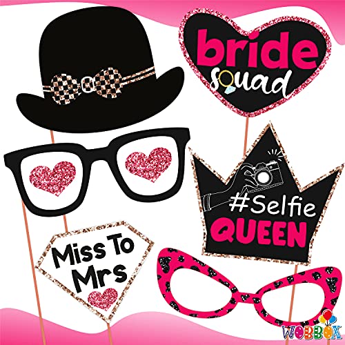 Wobbox Bachelorette Party Decoration Items| Bachelorette Party Photo Booth Props For Wedding Selfie, Bachelorette Satin Sash With Bride To Be Glasses, Bachelorette Party Decoration Kit-31 Pcs (FP3937) - Image 3