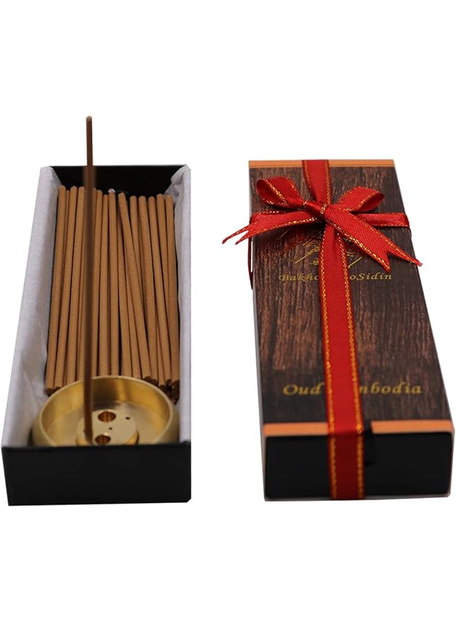 إيروريكس أعواد بخور خشب العود برائحة كمبودية 3 مم مع مبخرة نحاسية A79 1 - Image 4