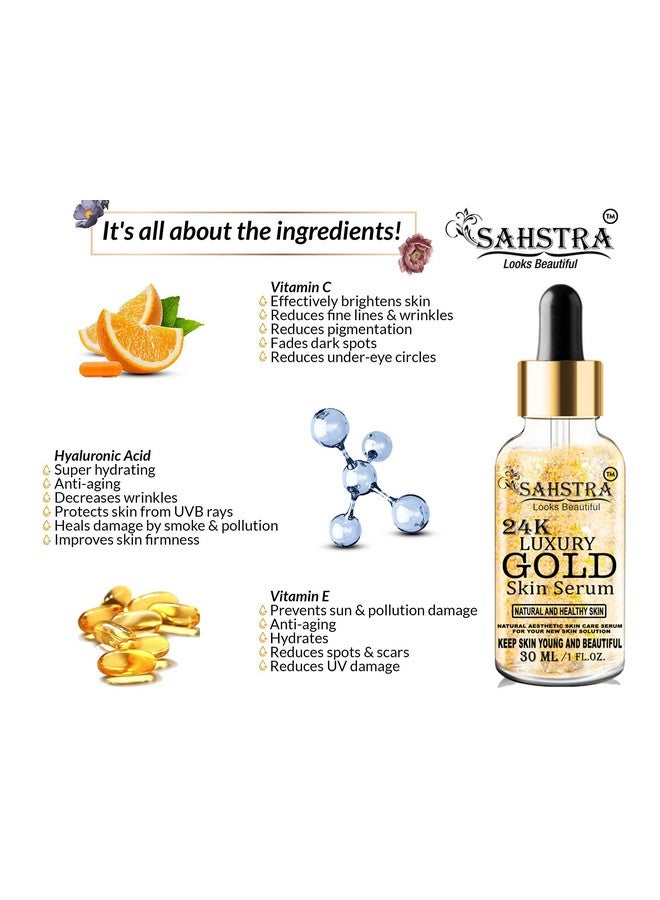 SAHSTRA 24K Gold Face Serum For Skin Booster Women Men (30Ml)  - Image 3